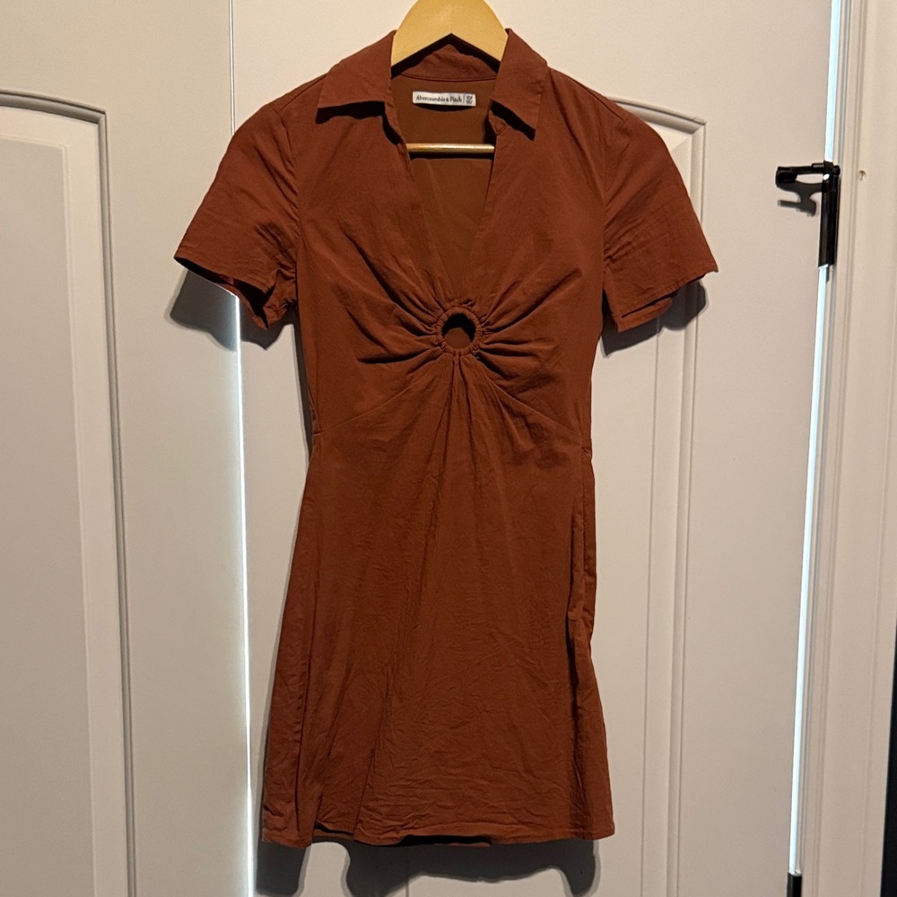 Abercrombie & Fitch Rust Brown Mini Dress with Ring Detail